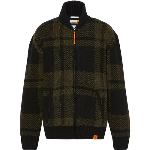 Herren Karierter Reißverschluss-Strickjacke , Herren, Größe: M - Timberland - Modalova