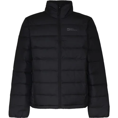 Schwarze Nylonjacke mit hohem Kragen , Herren, Größe: XL - Jack Wolfskin - Modalova