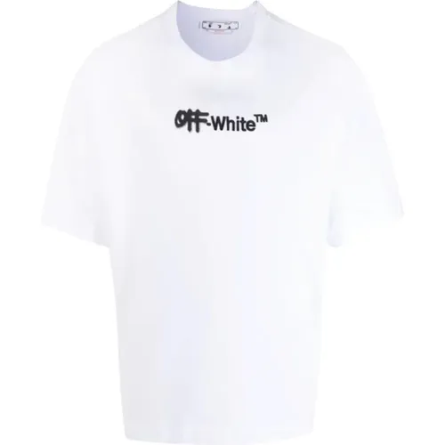 Off , Off- Helvetica Over-Sized T-Shirt in , male, Sizes: S, XL, L, M - Off White - Modalova