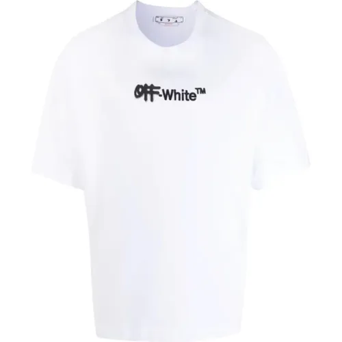 Off , Off- Helvetica Over-Sized T-Shirt in , male, Sizes: S, XL, M - Off White - Modalova