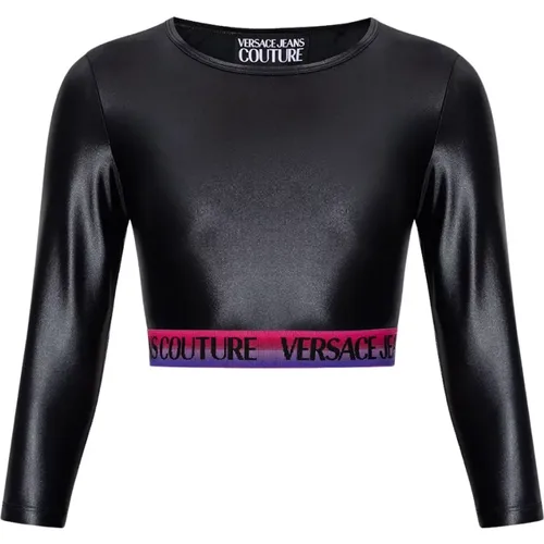 Crop-Top mit Logo , Damen, Größe: XS - Versace Jeans Couture - Modalova