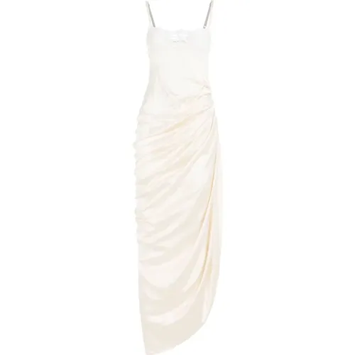White Long Dress with Lace Details , female, Sizes: XS, 2XS, S - Jacquemus - Modalova