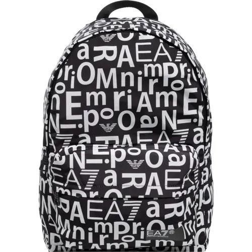 Logo Pattern Multicolour Backpack with Zip , male, Sizes: ONE SIZE - Emporio Armani EA7 - Modalova