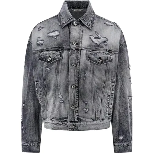 Denim Jacket with Giubbotti Style , male, Sizes: L, 2XL - Dolce & Gabbana - Modalova