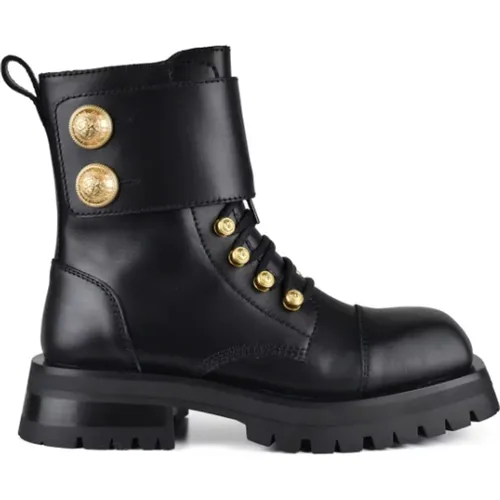 Leather Army Boots , female, Sizes: 6 UK, 7 UK, 4 UK - Balmain - Modalova