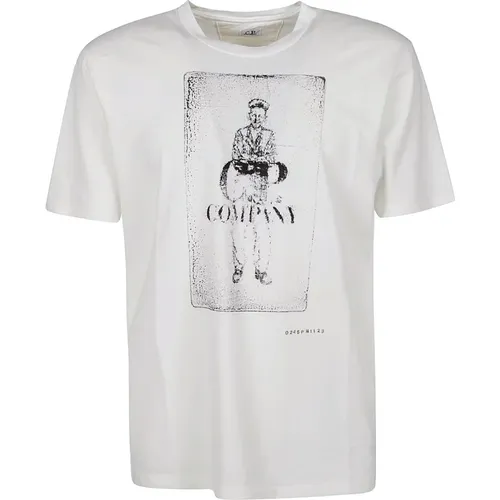 Cotton T-shirt with Ribbed Crew Neck , male, Sizes: XL, S, 2XL, M, L - C.P. Company - Modalova