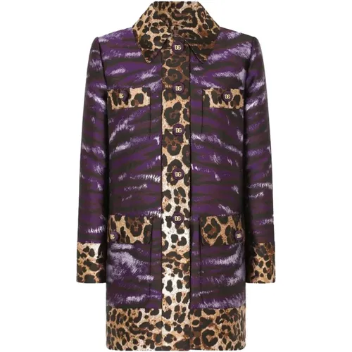 Jacquardmantel mit Leoparden- und Tigerdruck - Dolce & Gabbana - Modalova
