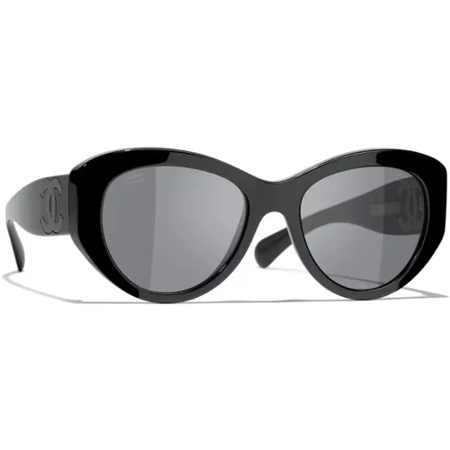 Iconic Sunglasses with Grey Polarized Lenses , female, Sizes: 53 MM - Chanel - Modalova