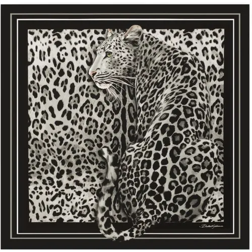 Leopard Print Silk Twill Scarf , female, Sizes: ONE SIZE - Dolce & Gabbana - Modalova