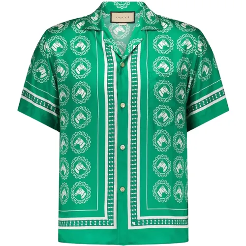 Retro Aloha Bowling Shirt , male, Sizes: S - Gucci - Modalova