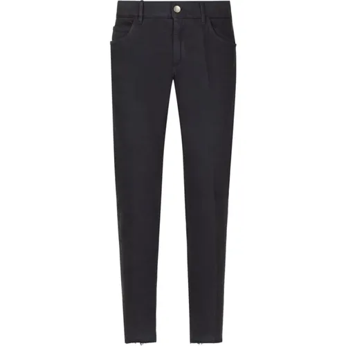 Navy Slim Cut Trousers , male, Sizes: L, XL - Dolce & Gabbana - Modalova