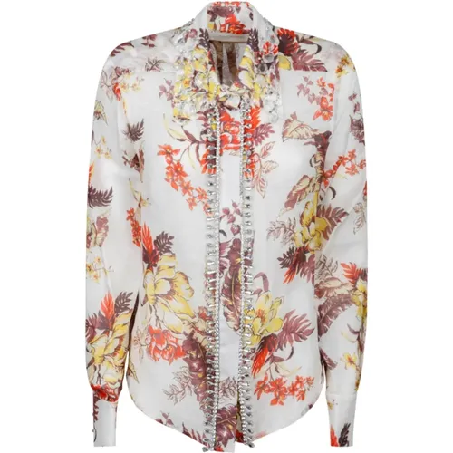 Floral Print Shirt with Jewel Finishes , female, Sizes: S, L - Zimmermann - Modalova