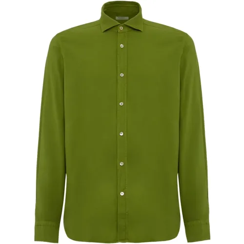 Grünes Baumwollhemd mit französischem Kragen , Herren, Größe: L - Boglioli - Modalova