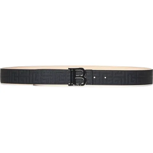 Schwarzer Ledergürtel mit B-förmiger Schnalle , Herren, Größe: 95 CM - Balmain - Modalova