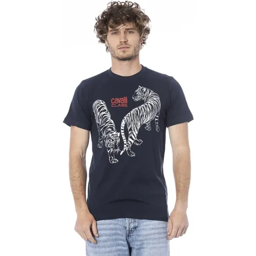 Logo Print Short Sleeve T-shirt , male, Sizes: L, 2XL, XL, M - Cavalli Class - Modalova