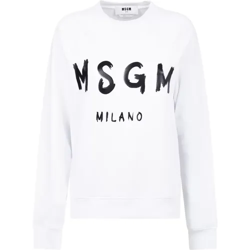 Weiße Bedruckter Sweatshirt Damenmode , Damen, Größe: XS - MSGM - Modalova