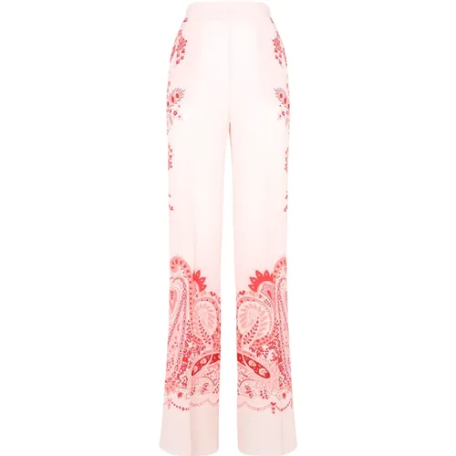 Pink Silk Floral Trousers , female, Sizes: S - ETRO - Modalova