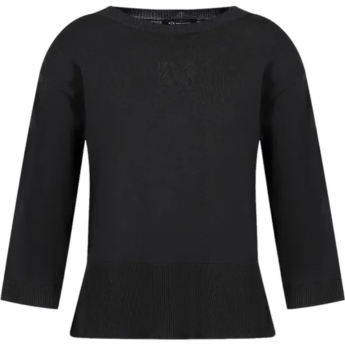Dym1H Schwarz Pullover Trendy Look,Schwarzer Viskose Pullover für Damen - Armani Exchange - Modalova