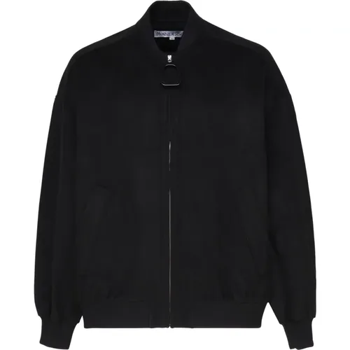 Schwarze Woll-Zip-Jacke , Herren, Größe: M - JW Anderson - Modalova