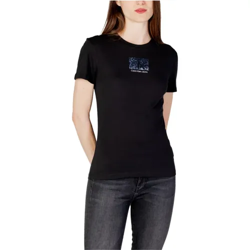 Schwarzes Print T-Shirt für Frauen - Calvin Klein Jeans - Modalova