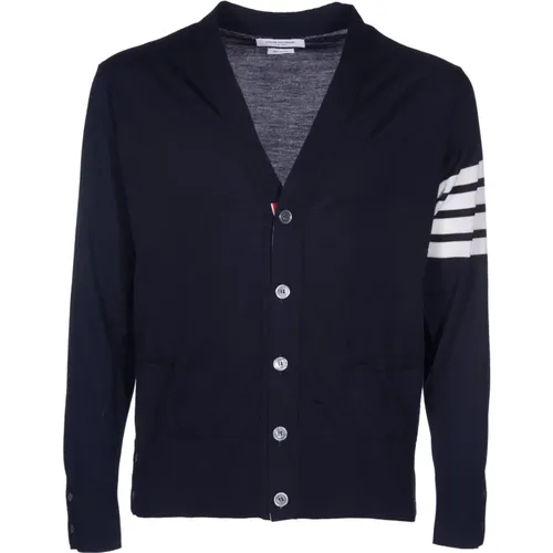 V-Neck Cardigan with 4-Bar Stripe Detail , male, Sizes: L, M - Thom Browne - Modalova