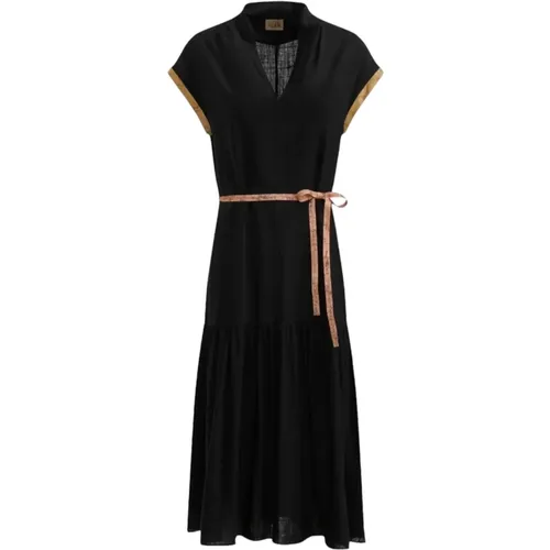 Schwarzes Kleid mit Geo Classic Print , Damen, Größe: L - Alviero Martini 1a Classe - Modalova
