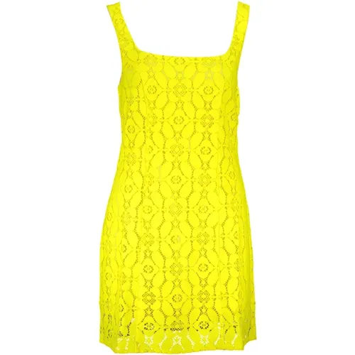 Gelbes Ärmelloses Kleid mit Kontrastdetails , Damen, Größe: S - Desigual - Modalova