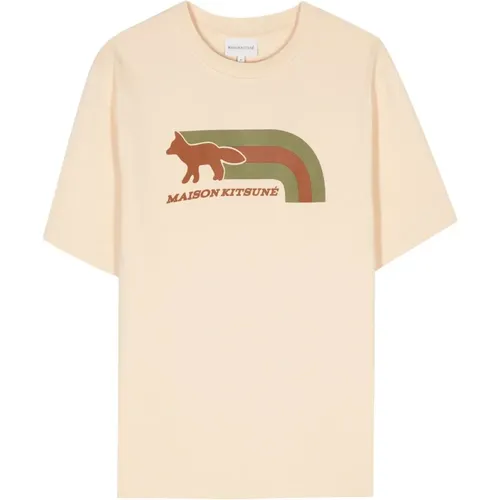 Fox Motif Cotton T-shirt , male, Sizes: M, L - Maison Kitsuné - Modalova