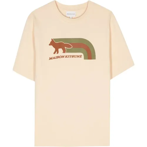 Fox Motif Cotton T-shirt , male, Sizes: S, M, L, XL - Maison Kitsuné - Modalova