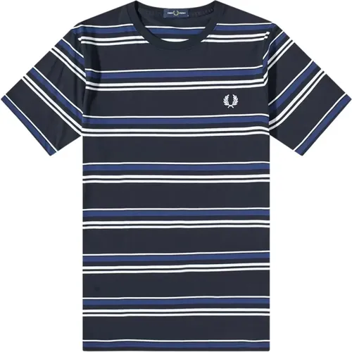 Fine Stripe Tee Navy , male, Sizes: M, 2XL - Fred Perry - Modalova