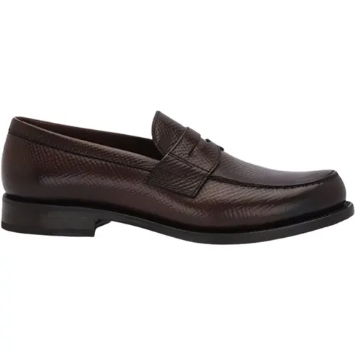 Braune Kingstown Band Loafers Mokassins aus Kalbsleder , Herren, Größe: 40 EU - Lottusse - Modalova