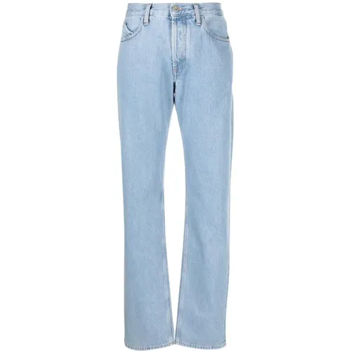 Blaue Denim High-Waisted Straight Leg Jeans , Damen, Größe: W29 - The Attico - Modalova
