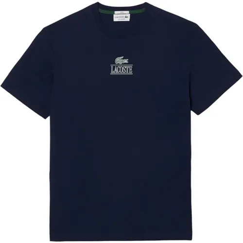 Blau Baumwoll Herren T-Shirt , Herren, Größe: XL - Lacoste - Modalova