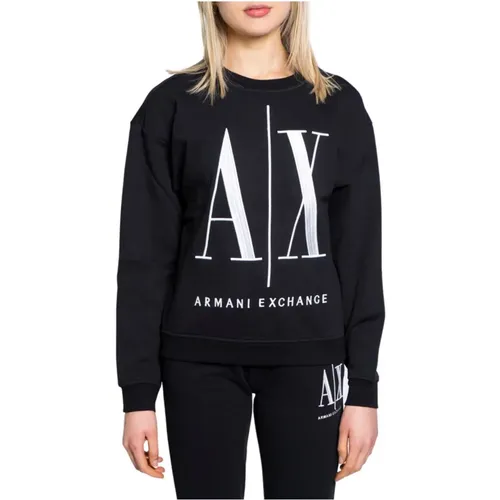 Baumwolle Damen Hoodless Sweatshirt Frühling/Sommer , Damen, Größe: XS - Armani Exchange - Modalova