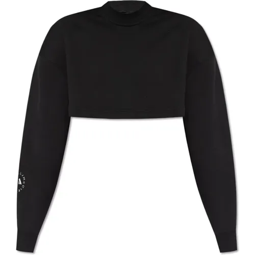 Cropped Sweatshirt mit Logo , Damen, Größe: S - adidas by stella mccartney - Modalova