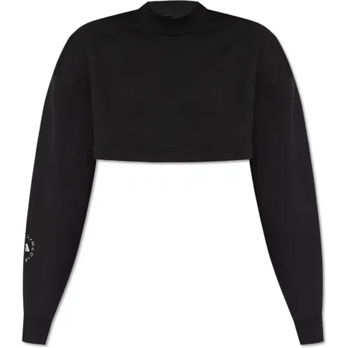 Cropped Sweatshirt mit Logo , Damen, Größe: L - adidas by stella mccartney - Modalova