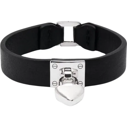 Silver Heart Leather Bracelet , female, Sizes: ONE SIZE - Ambush - Modalova