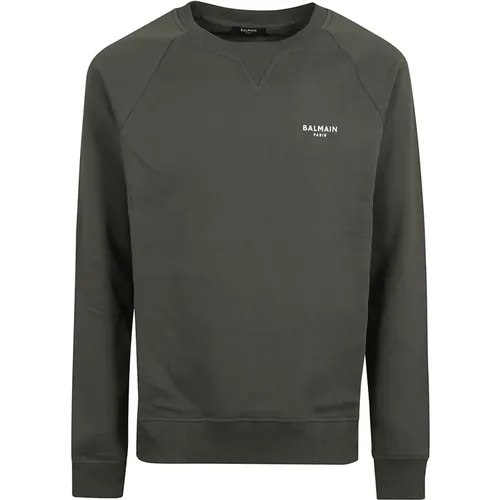 Flocked Sweatshirt Moon Sleeve Casual Fit , Herren, Größe: M - Balmain - Modalova