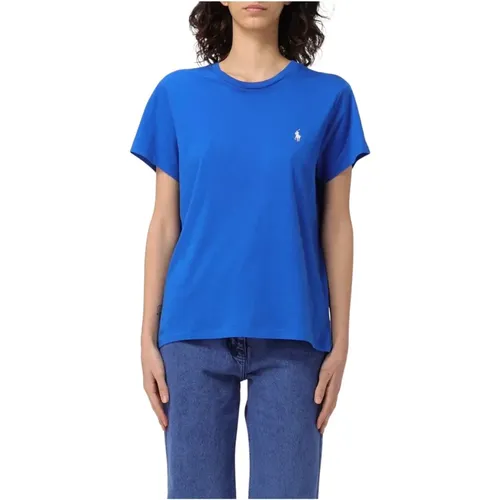 Baumwoll-Jersey Rundhals T-Shirt , Damen, Größe: M - Polo Ralph Lauren - Modalova