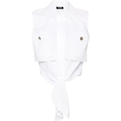 Weiße Popeline Ärmellose Bluse , Damen, Größe: XS - Liu Jo - Modalova