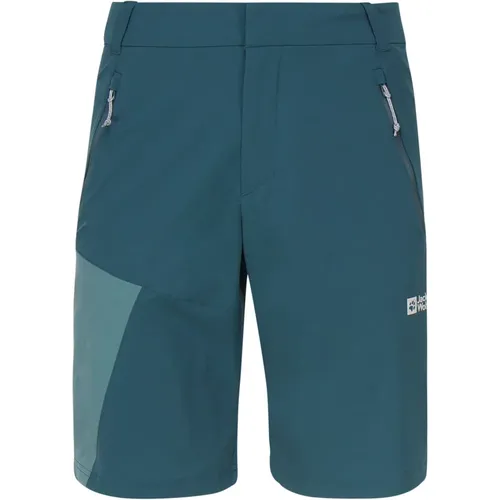 Sportliche Teal Nylon Shorts mit Taschen , Herren, Größe: M - Jack Wolfskin - Modalova