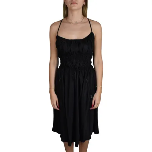 Schwarzes Kleid mit Schnürung - Prada - Modalova