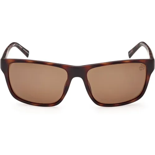 Rectangular Polarized Sunglasses Havana , unisex, Sizes: 60 MM - Timberland - Modalova