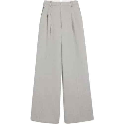 High Waist Large Trousers in Light Heather Grey , female, Sizes: S, M - Ami Paris - Modalova