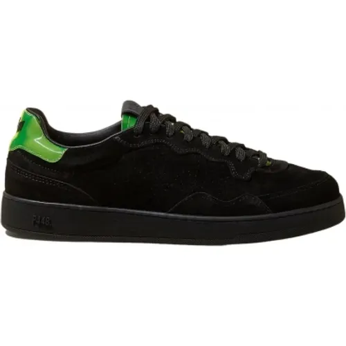 Schwarze Wildleder Neon Grüne Skate Sneakers - P448 - Modalova