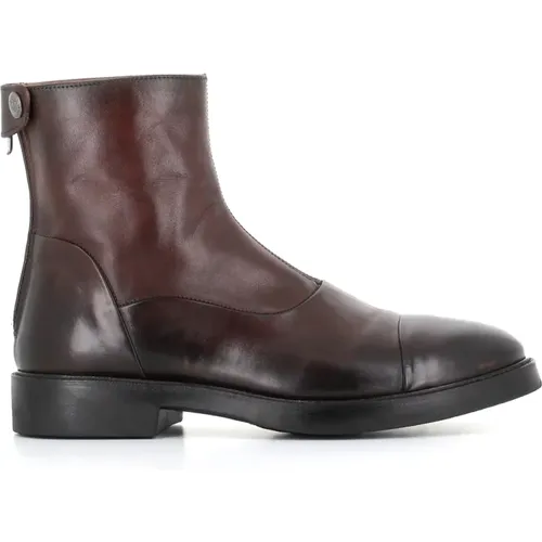 Mahogany Leather Boots with Zip Closure , male, Sizes: 9 1/2 UK - Alberto Fasciani - Modalova