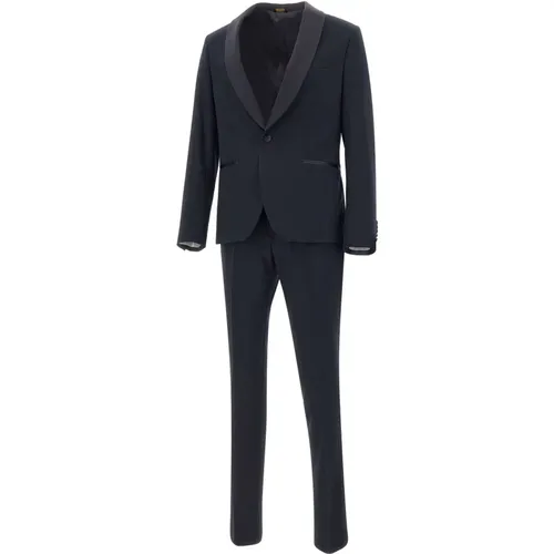 Navy Formal Suit Slim Fit , male, Sizes: L - Manuel Ritz - Modalova