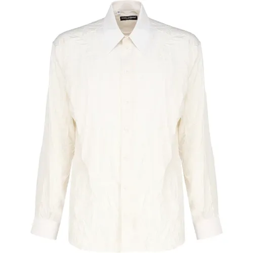 Silk Over Shirt with Wrinkled Effect , male, Sizes: L, M - Dolce & Gabbana - Modalova