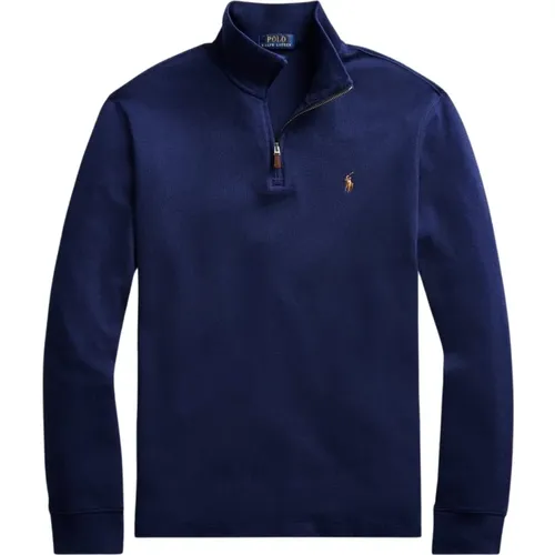 Marineblauer Estate-Rib Quarter-Zip Pullover , Herren, Größe: 2XL - Polo Ralph Lauren - Modalova