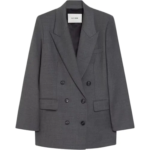 Double Breasted Boxy Blazer in Deep Grey , female, Sizes: M - IVY OAK - Modalova